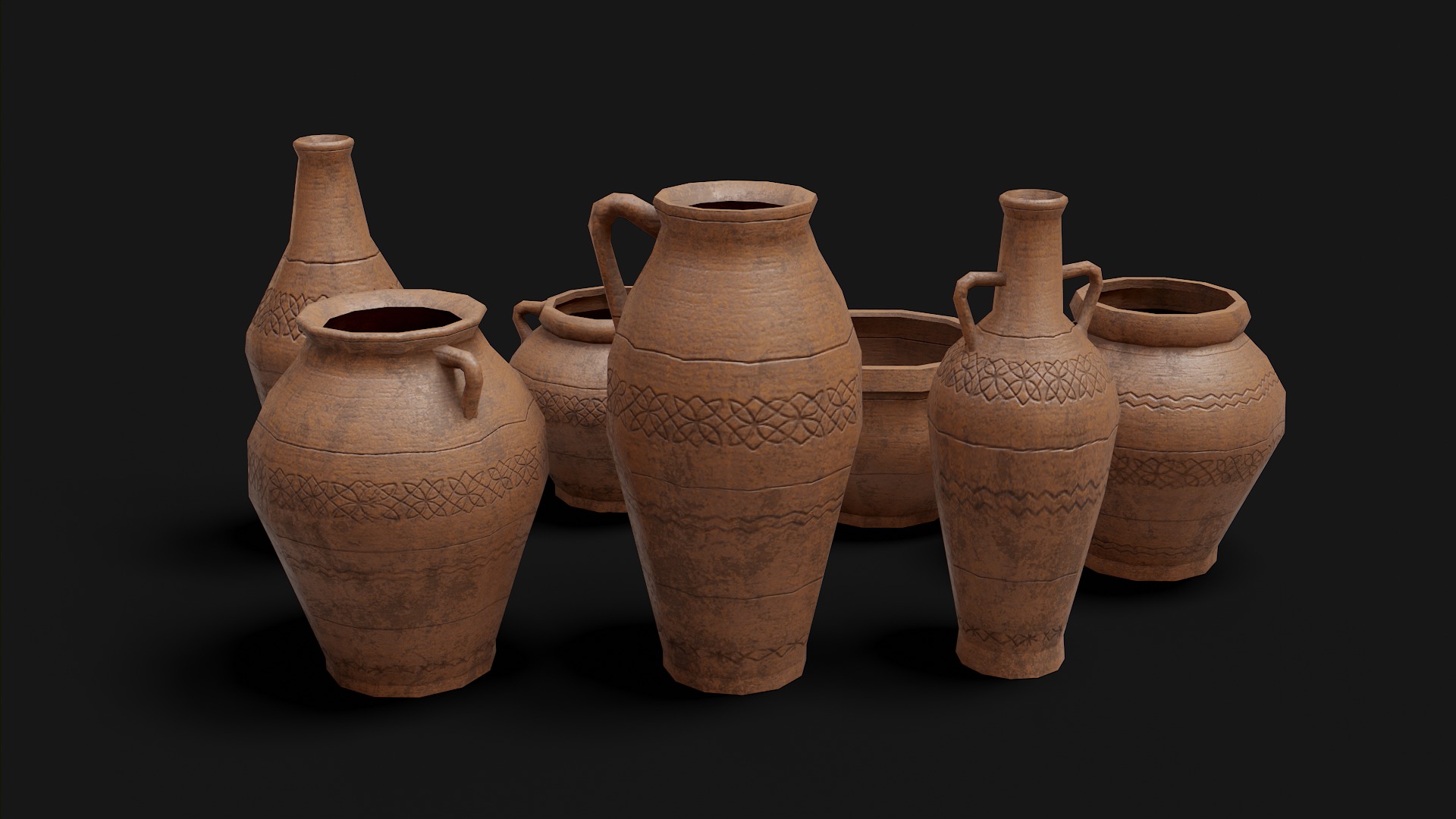 Old Clay Pottery Low-poly 3D model_5