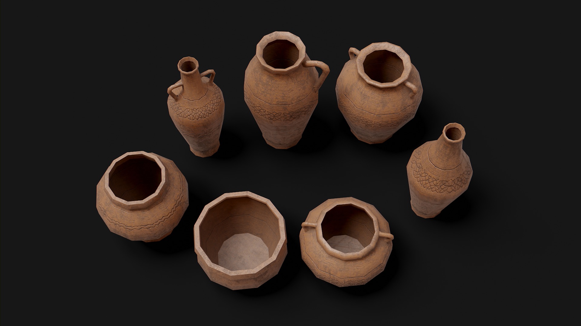 Old Clay Pottery Low-poly 3D model_4