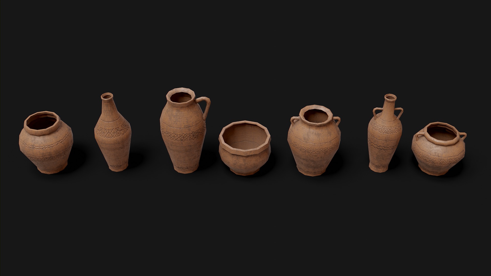 Old Clay Pottery Low-poly 3D model_2