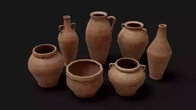 Old Clay Pottery Low-poly 3D model