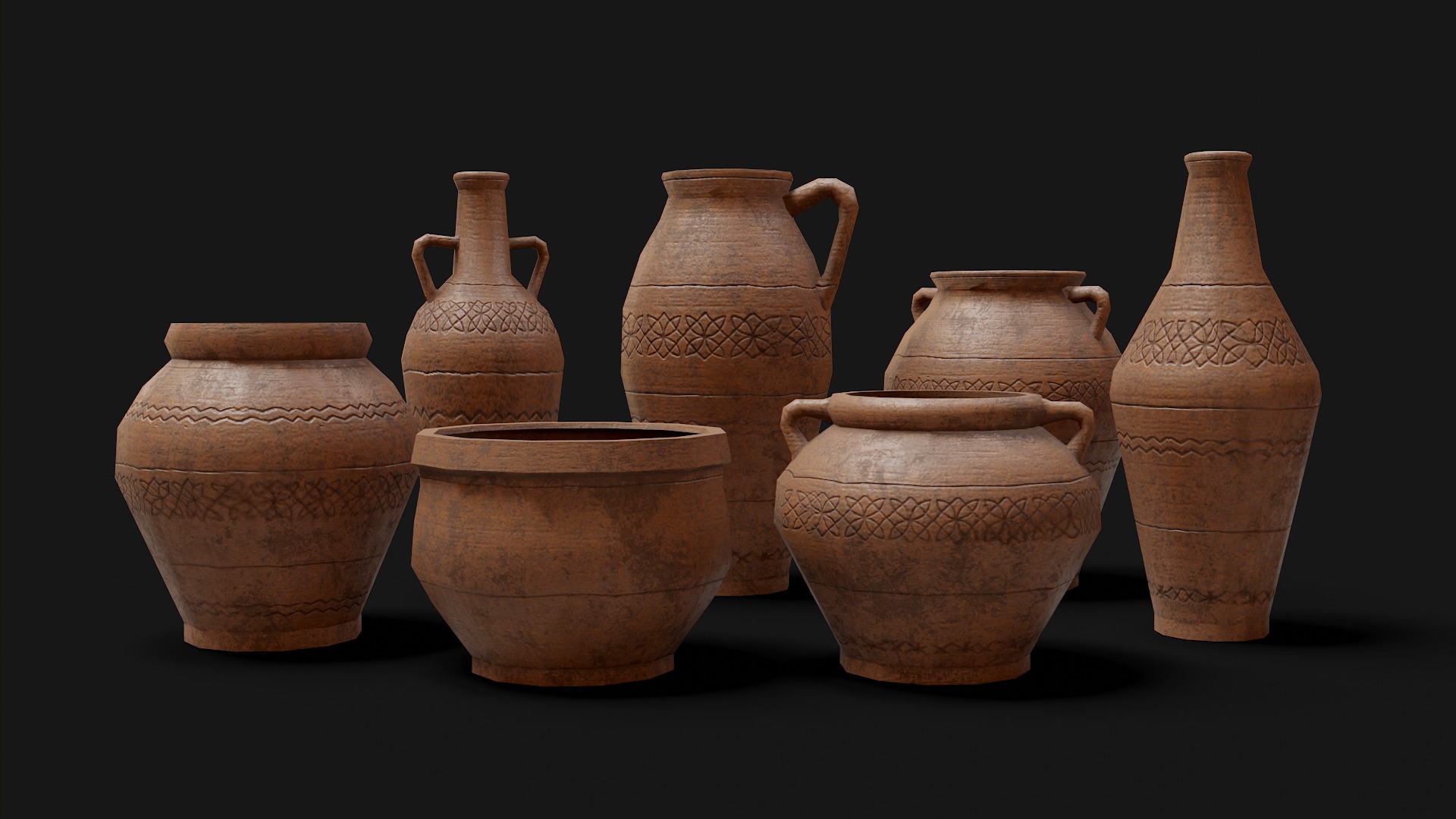 Old Clay Pottery Low-poly 3D model_3