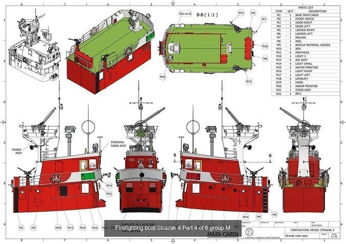 Firefighting boat Strazak 3 3D Model Pack 4