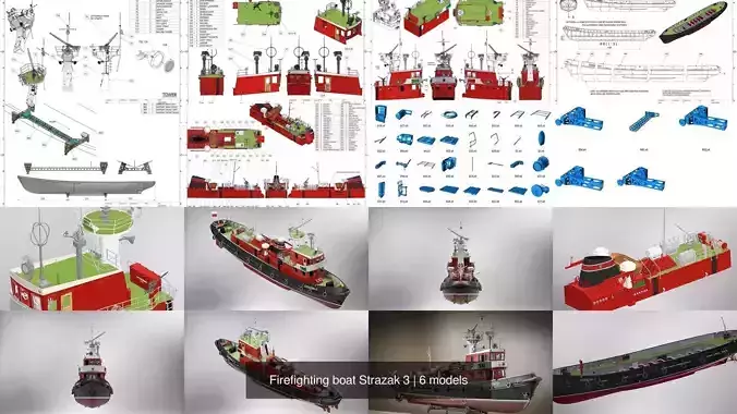 Firefighting boat Strazak 3 3D Model Pack