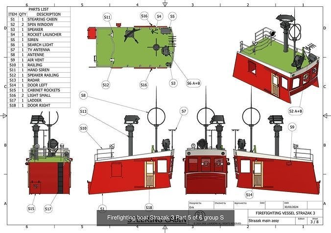 Firefighting boat Strazak 3 3D Model Pack 3