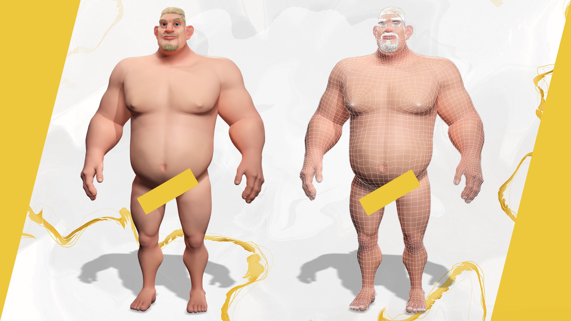  Toon Strongman in Security Guard costume Low-poly 3D model_2