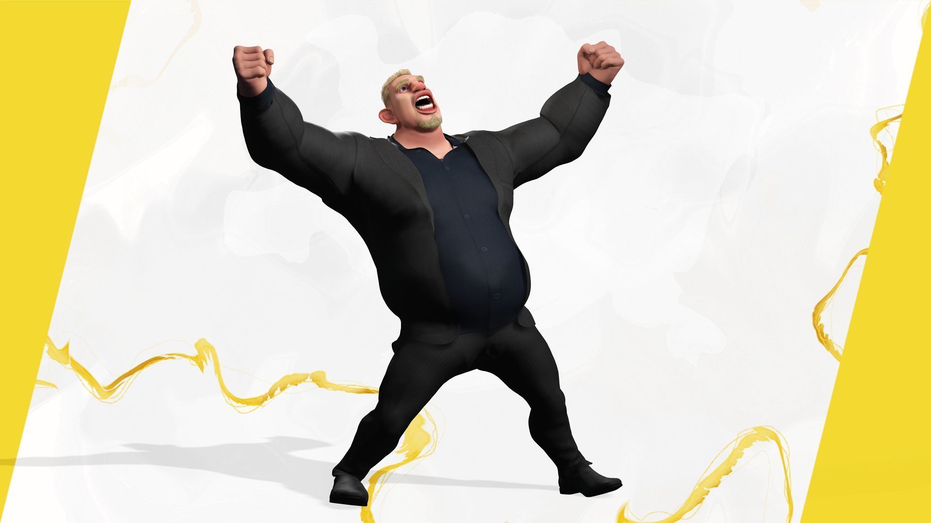  Toon Strongman in Security Guard costume Low-poly 3D model_9