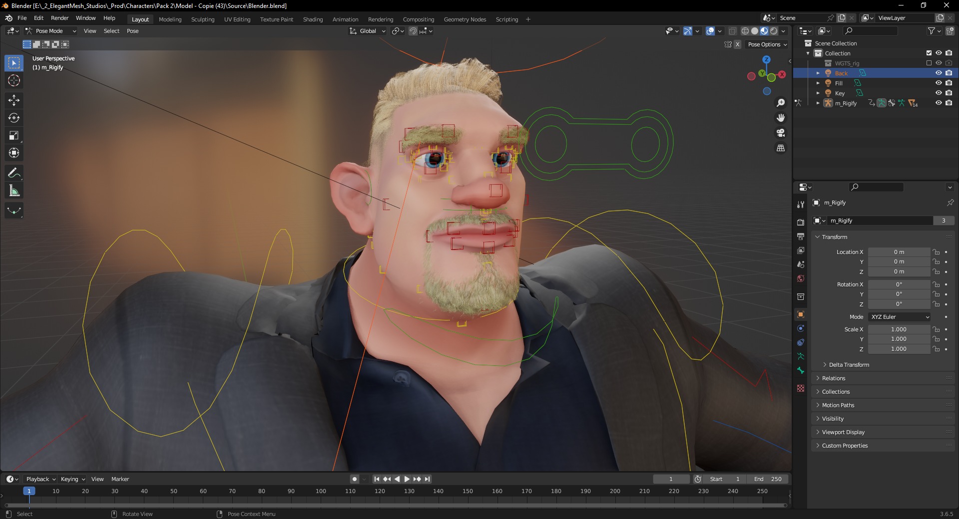  Toon Strongman in Security Guard costume Low-poly 3D model_22