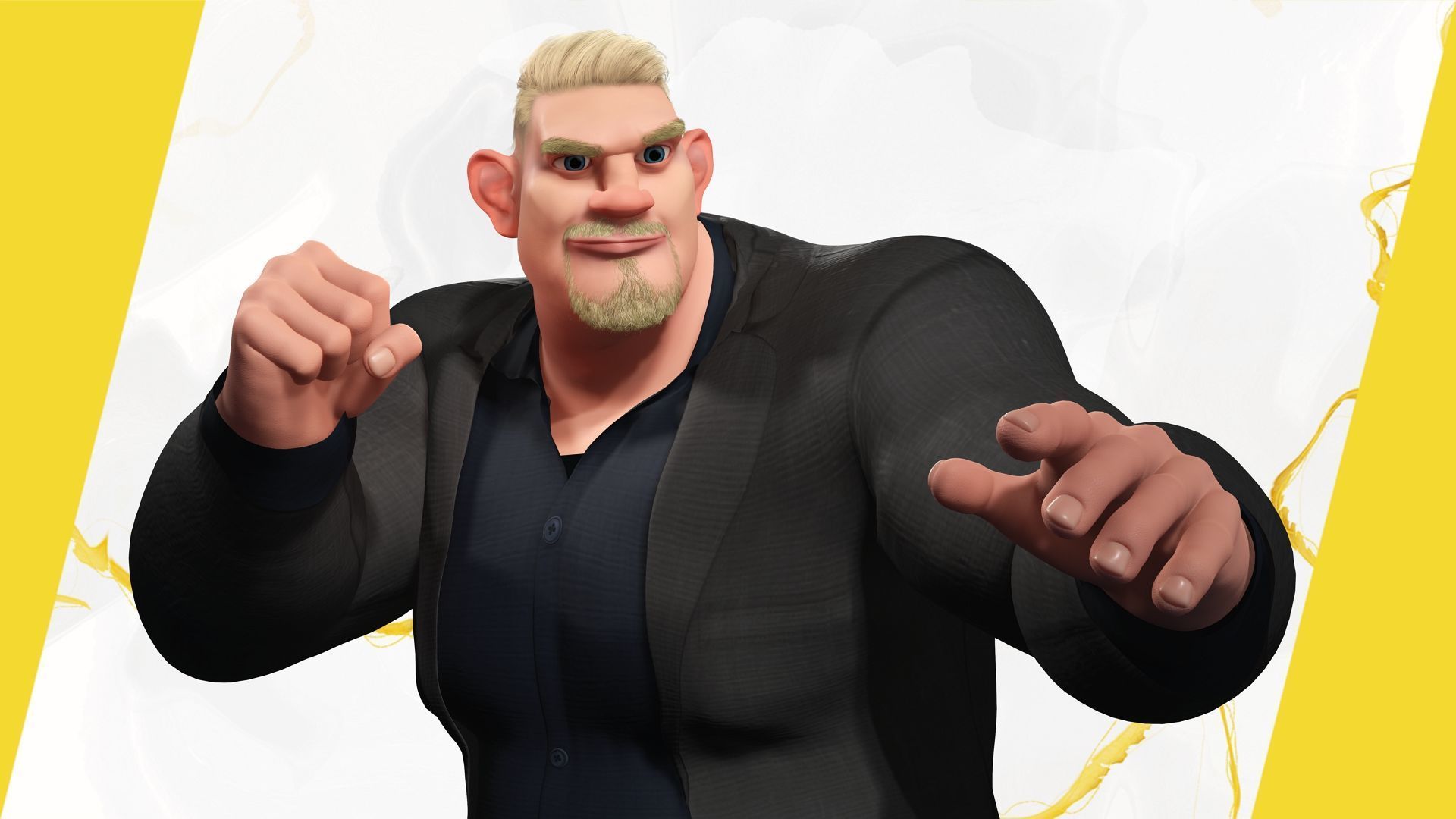  Toon Strongman in Security Guard costume Low-poly 3D model_11