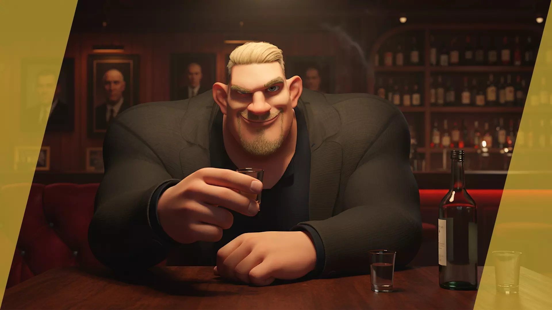  Toon Strongman in Security Guard costume Low-poly 3D model_4