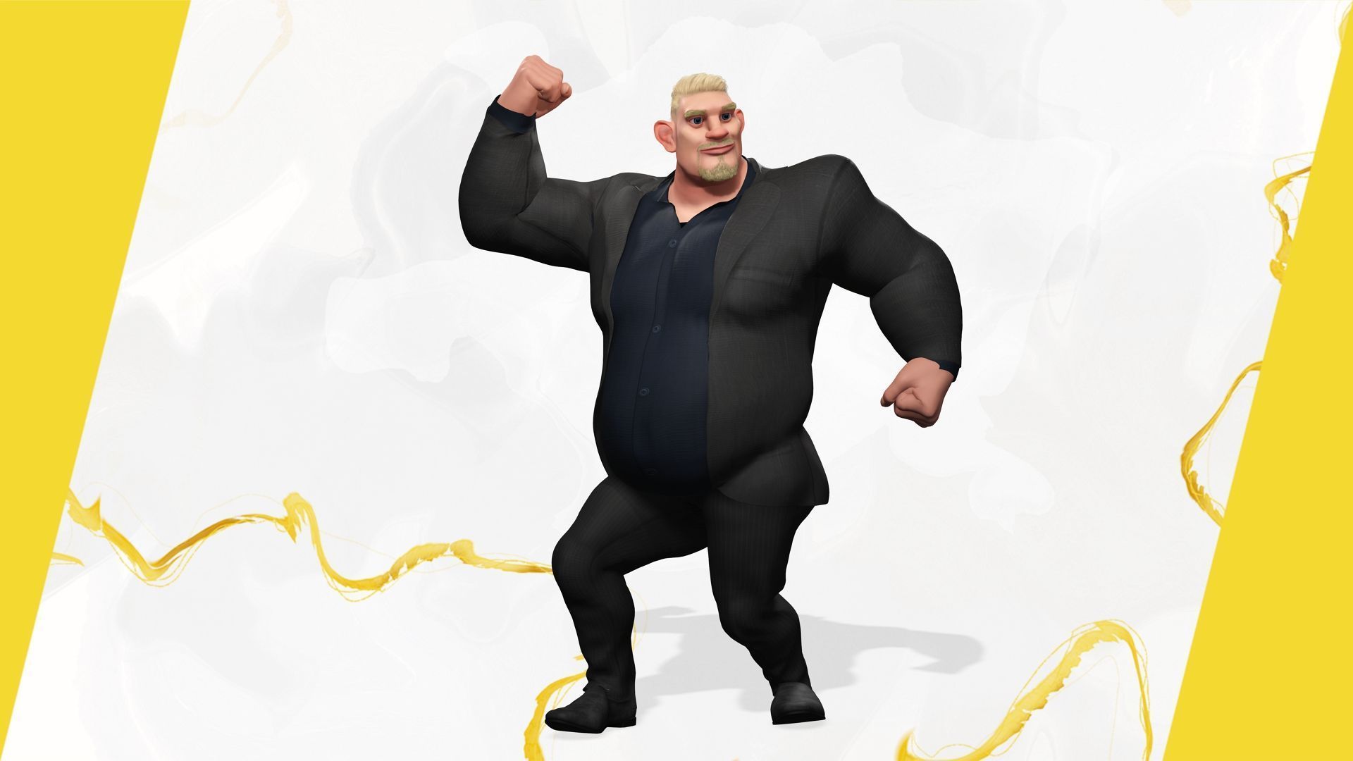  Toon Strongman in Security Guard costume Low-poly 3D model_14