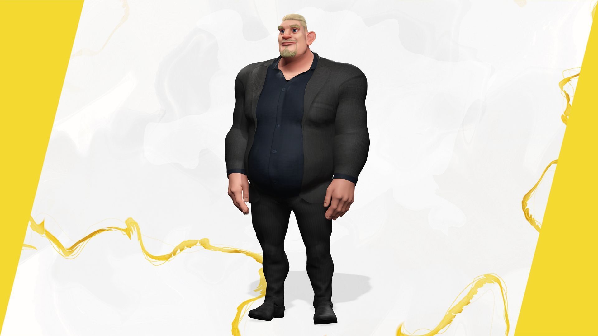  Toon Strongman in Security Guard costume Low-poly 3D model_13