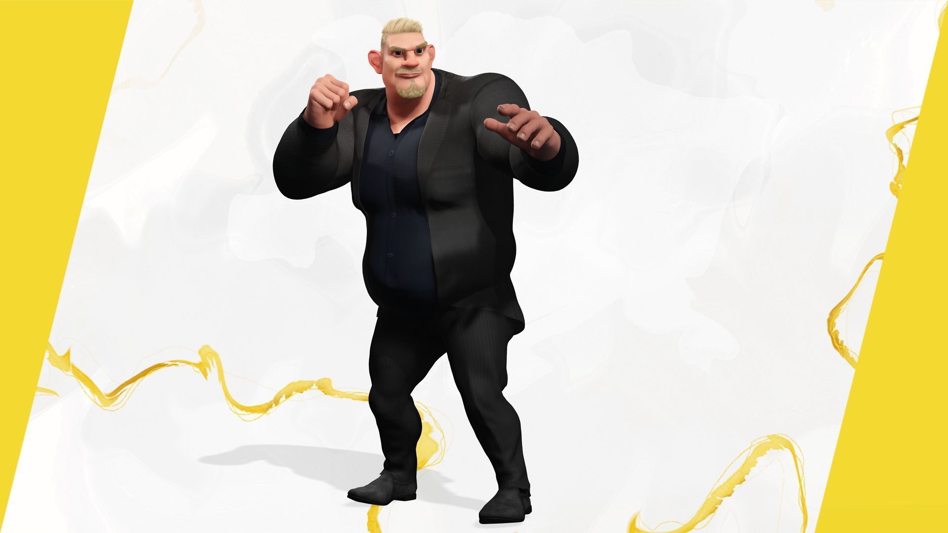  Toon Strongman in Security Guard costume Low-poly 3D model_10