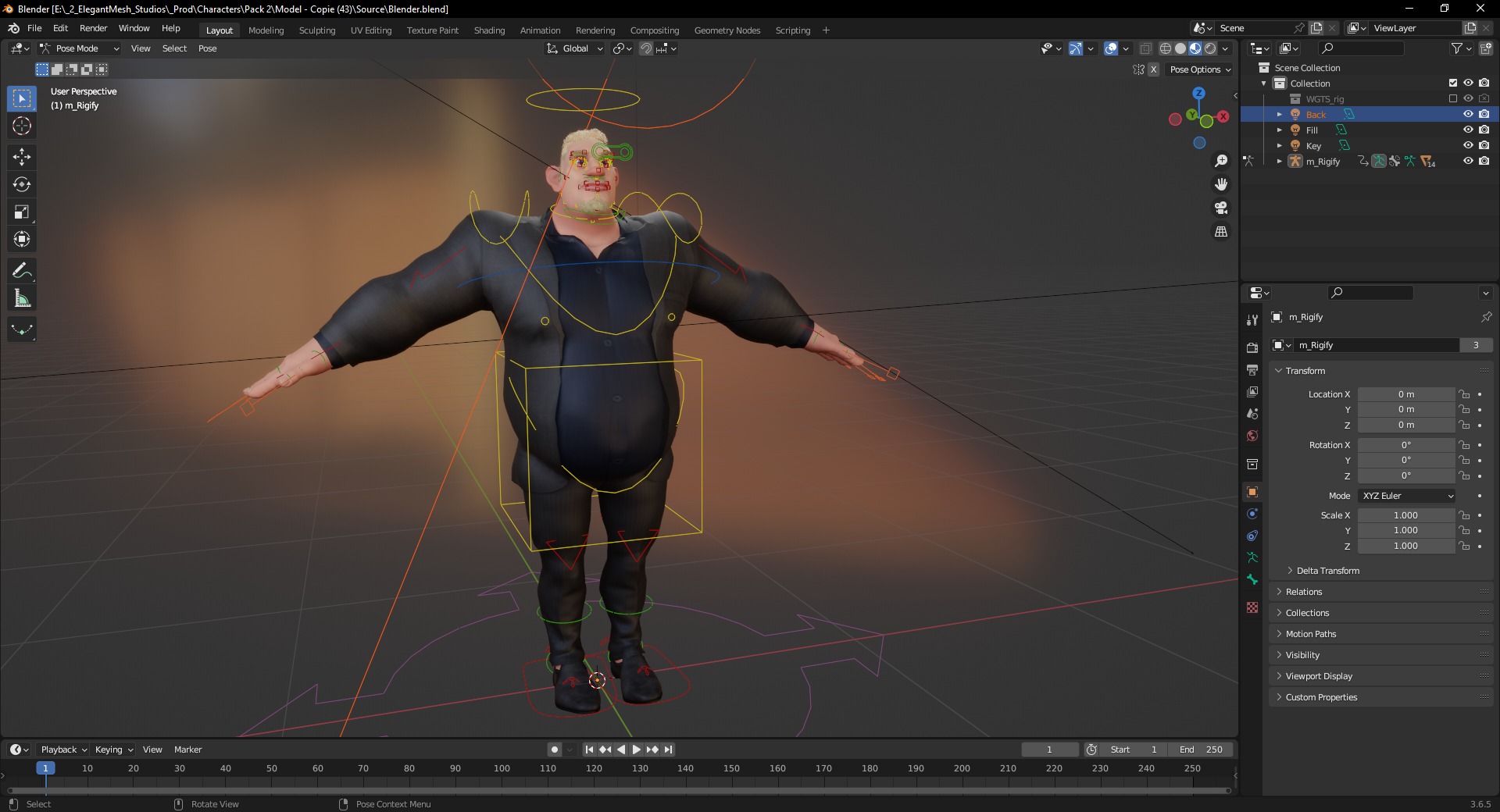  Toon Strongman in Security Guard costume Low-poly 3D model_23