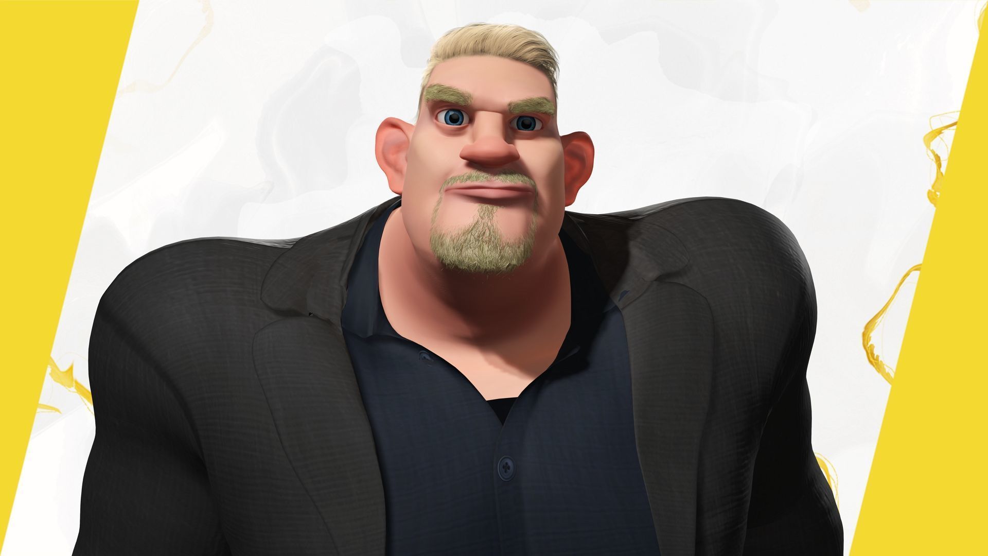  Toon Strongman in Security Guard costume Low-poly 3D model_15