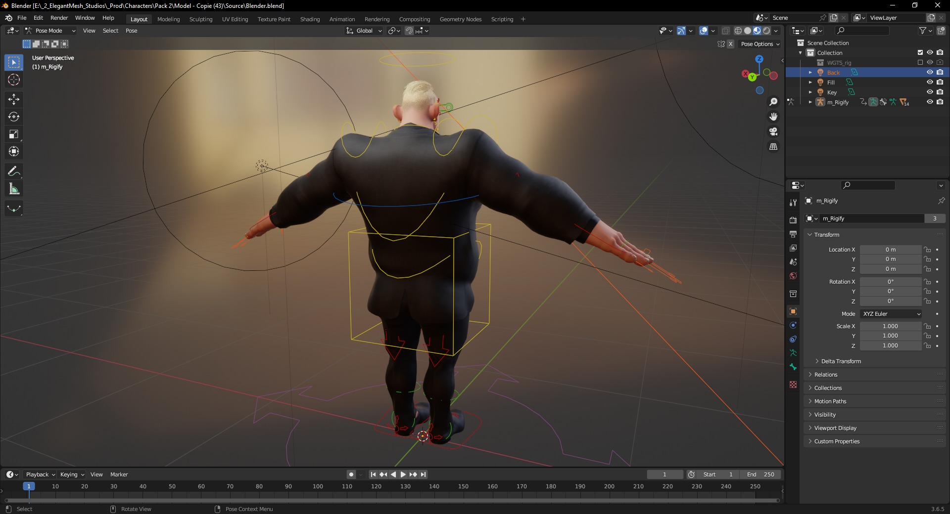  Toon Strongman in Security Guard costume Low-poly 3D model_24