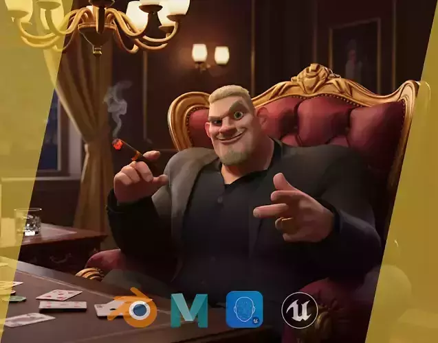  Toon Strongman in Security Guard costume