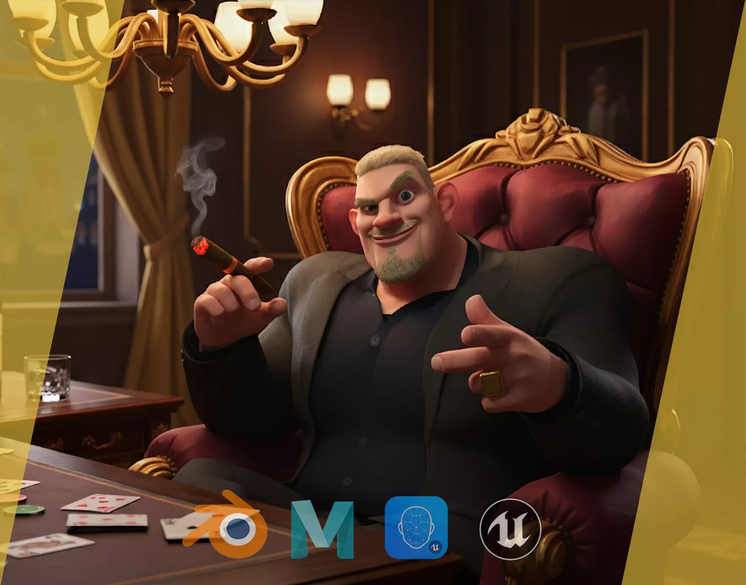  Toon Strongman in Security Guard costume Low-poly 3D model_0