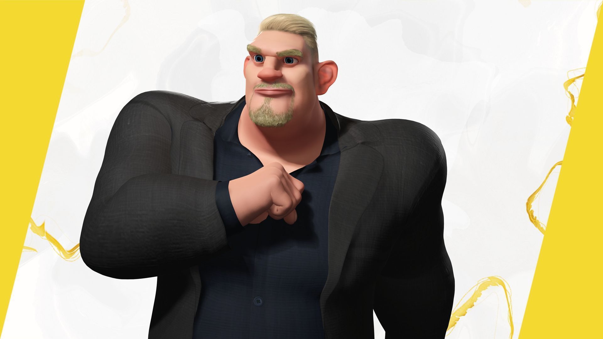  Toon Strongman in Security Guard costume Low-poly 3D model_19