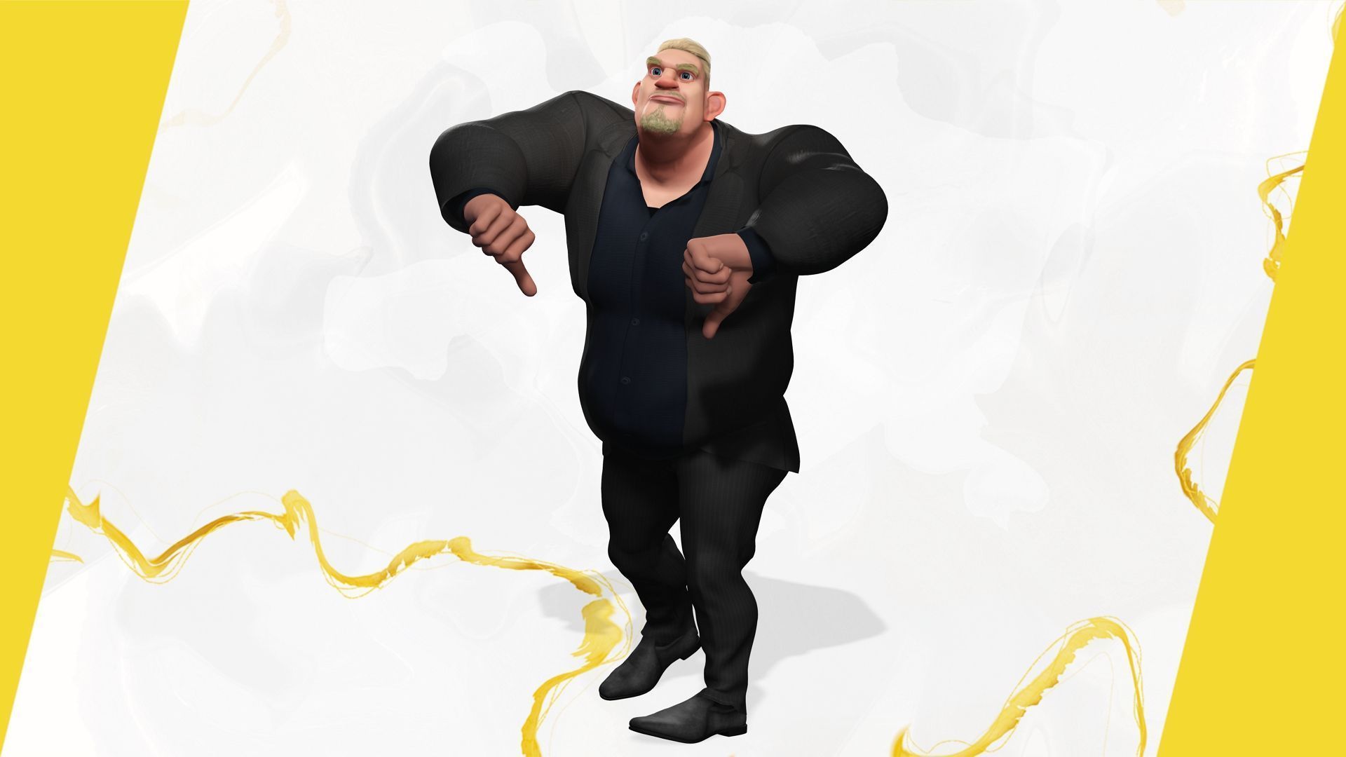  Toon Strongman in Security Guard costume Low-poly 3D model_16
