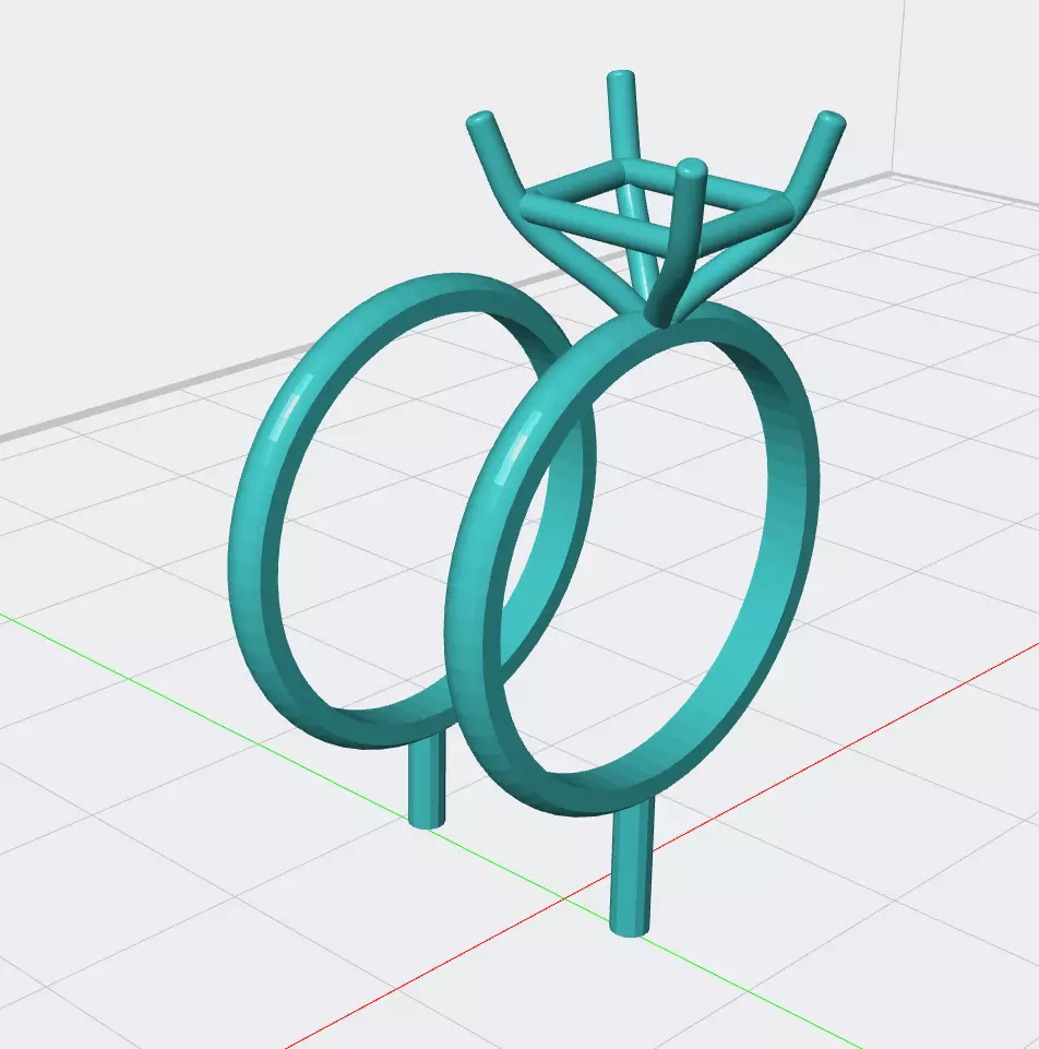 DUO LIZO CON PIEDRA CUADRADA 3D model_0