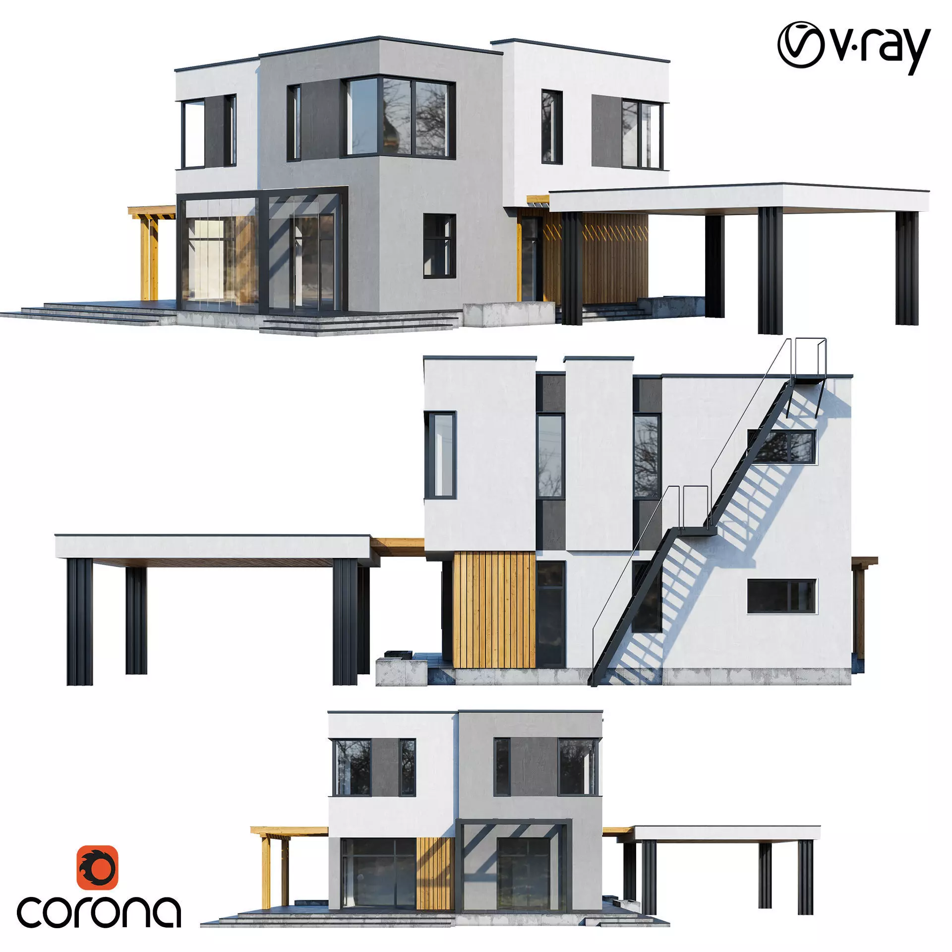 Modern house V93 3D model_0