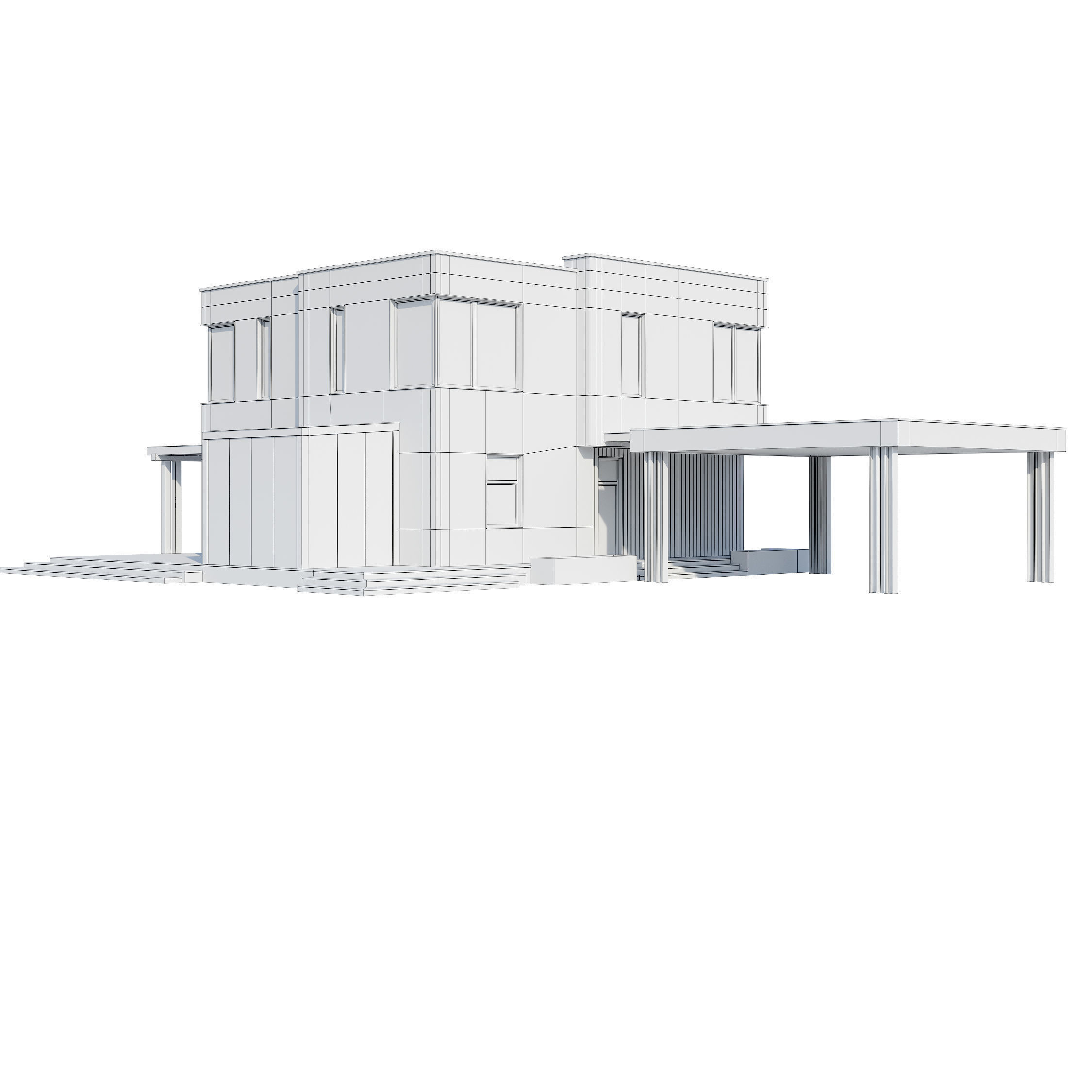 Modern house V93 3D model_4