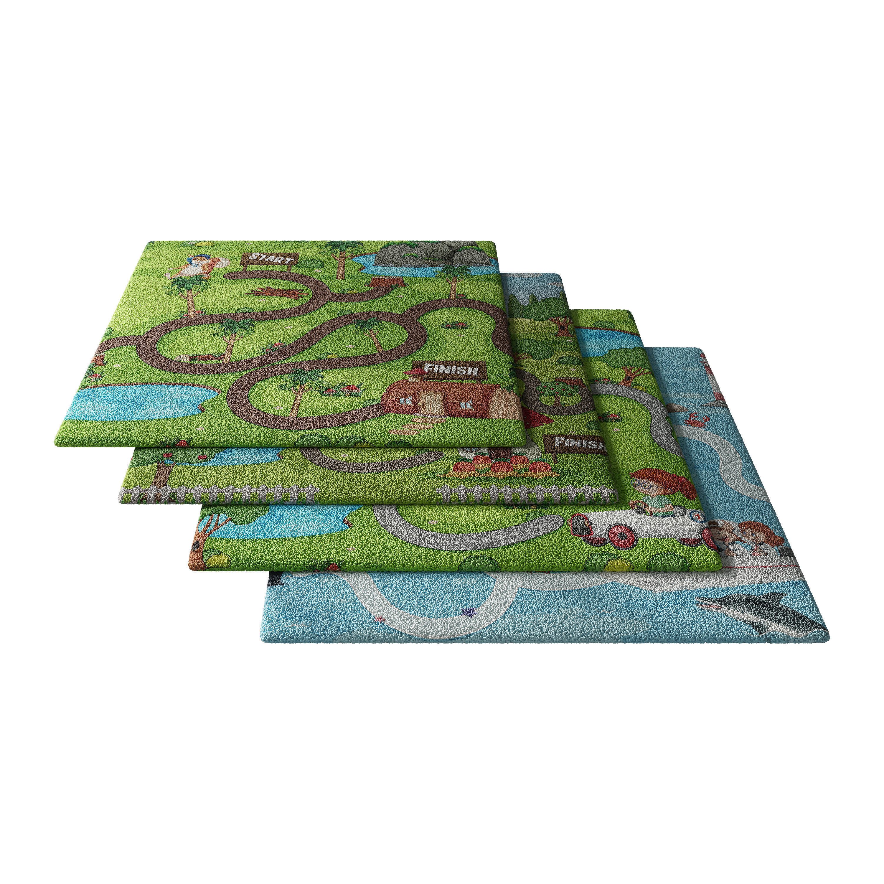 Kids carpet set 2 3D model_1