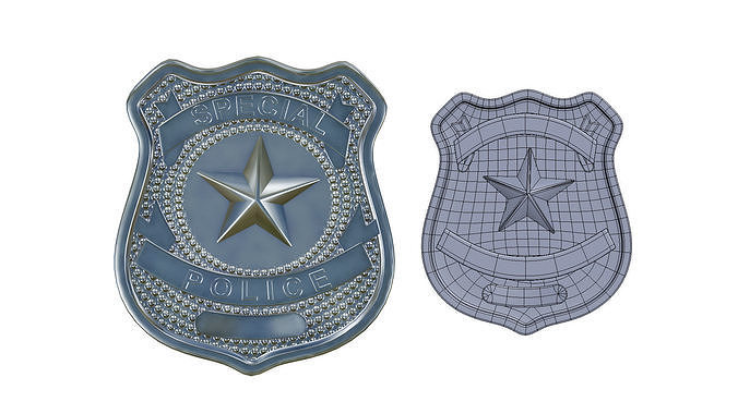 special police badge Low-poly 3D model