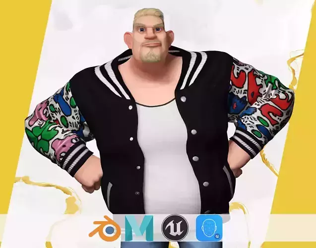 3D Stylized Urban Big Guy Low-poly 3D model