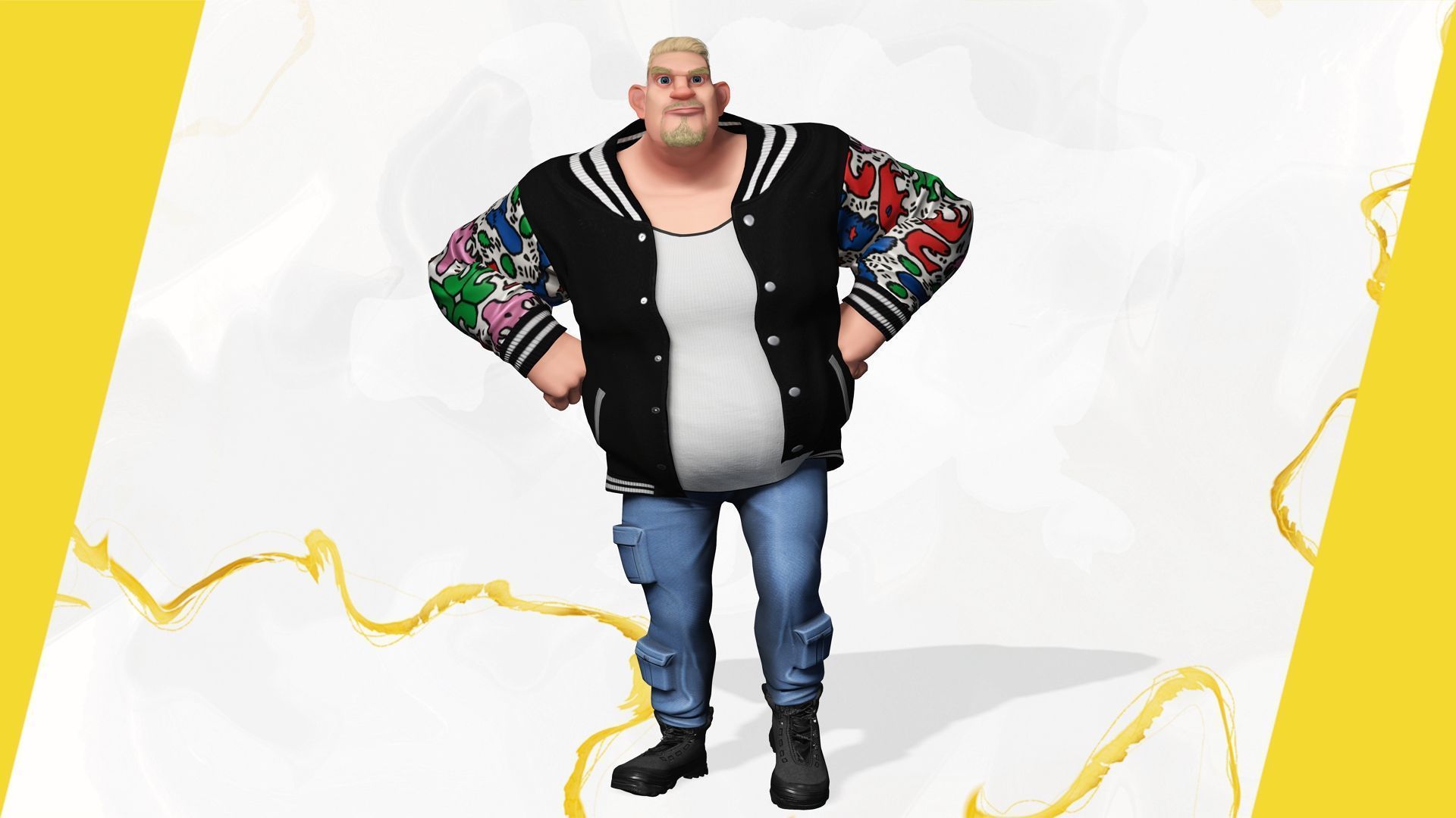 3D Stylized Urban Big Guy Low-poly 3D model_13