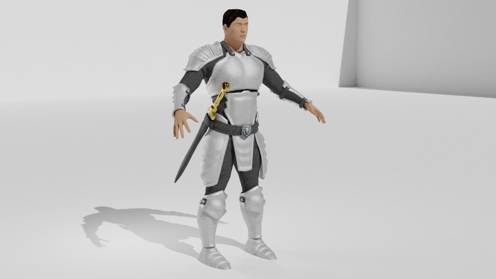 Medieval Warrior 3D Character Low-poly 3D model_5