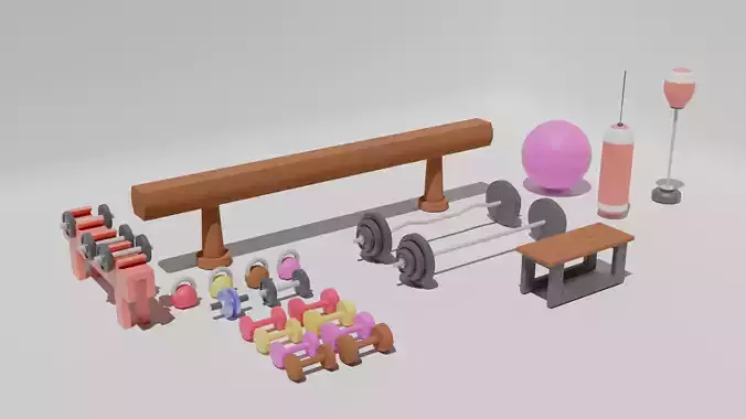 Stylized Fitness Equipment Pack