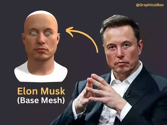 Elon Musk 3d Face Base Mesh Model 3D model