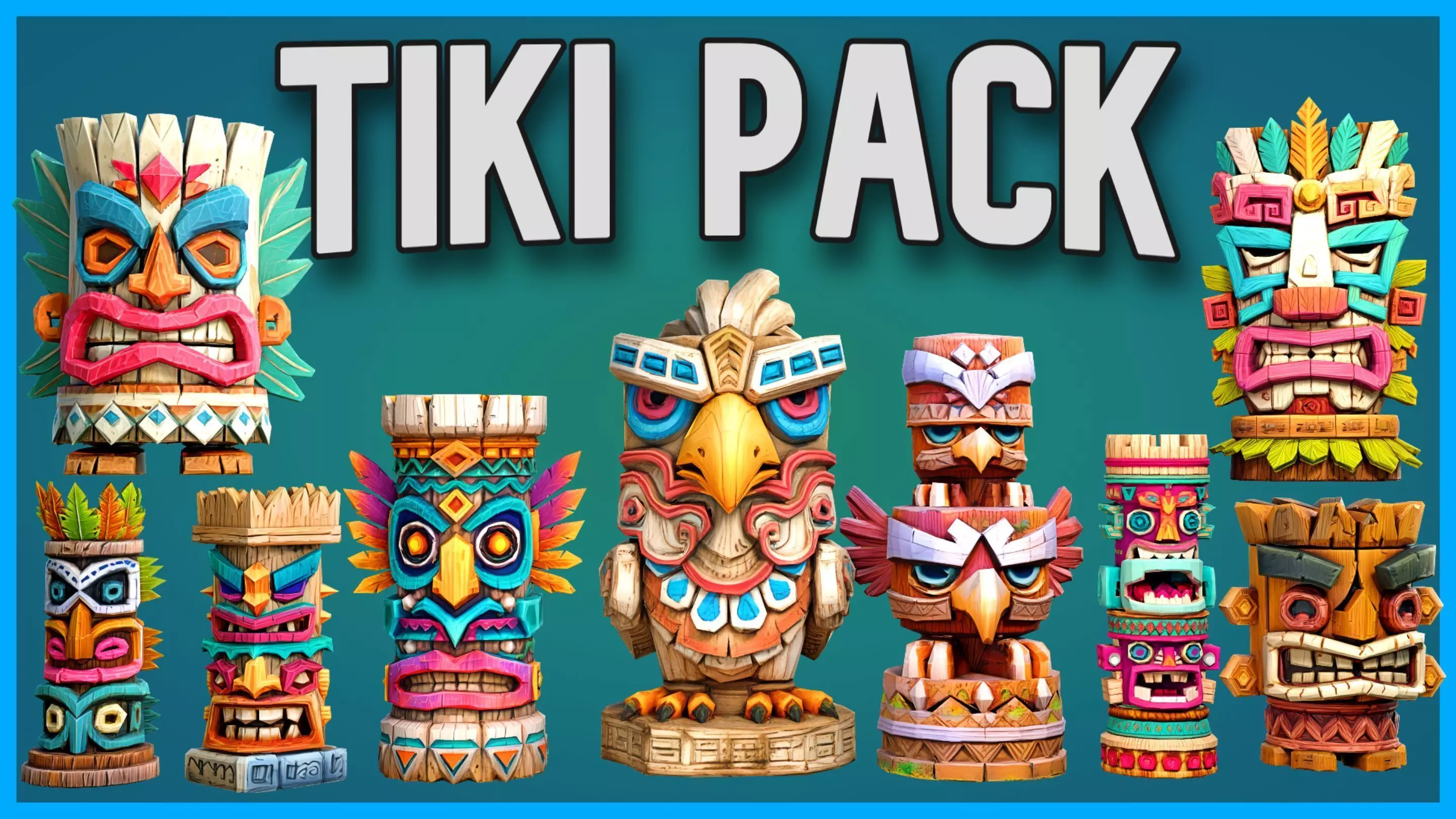 Stylized Tiki Pack Low-poly 3D model