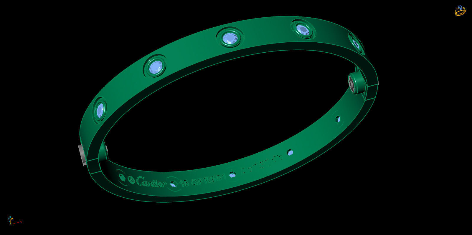 Love Bracelet 15 Size Full Gem 3D print model_6