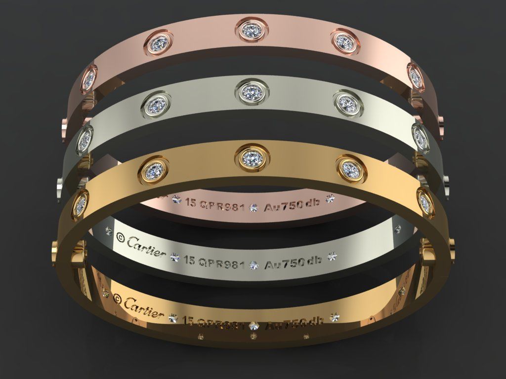 Love Bracelet 15 Size Full Gem 3D print model_2