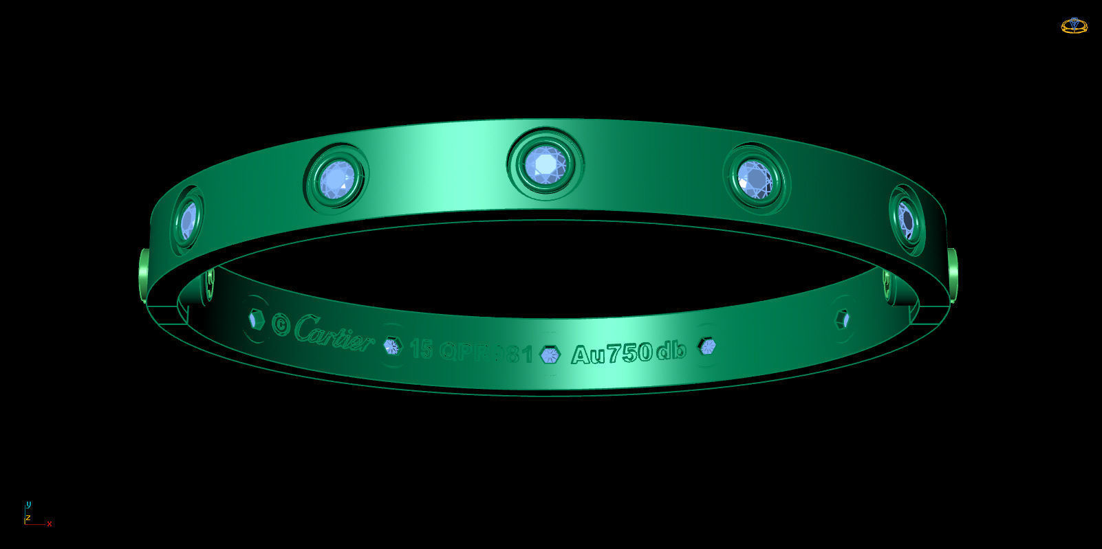 Love Bracelet 15 Size Full Gem 3D print model_12