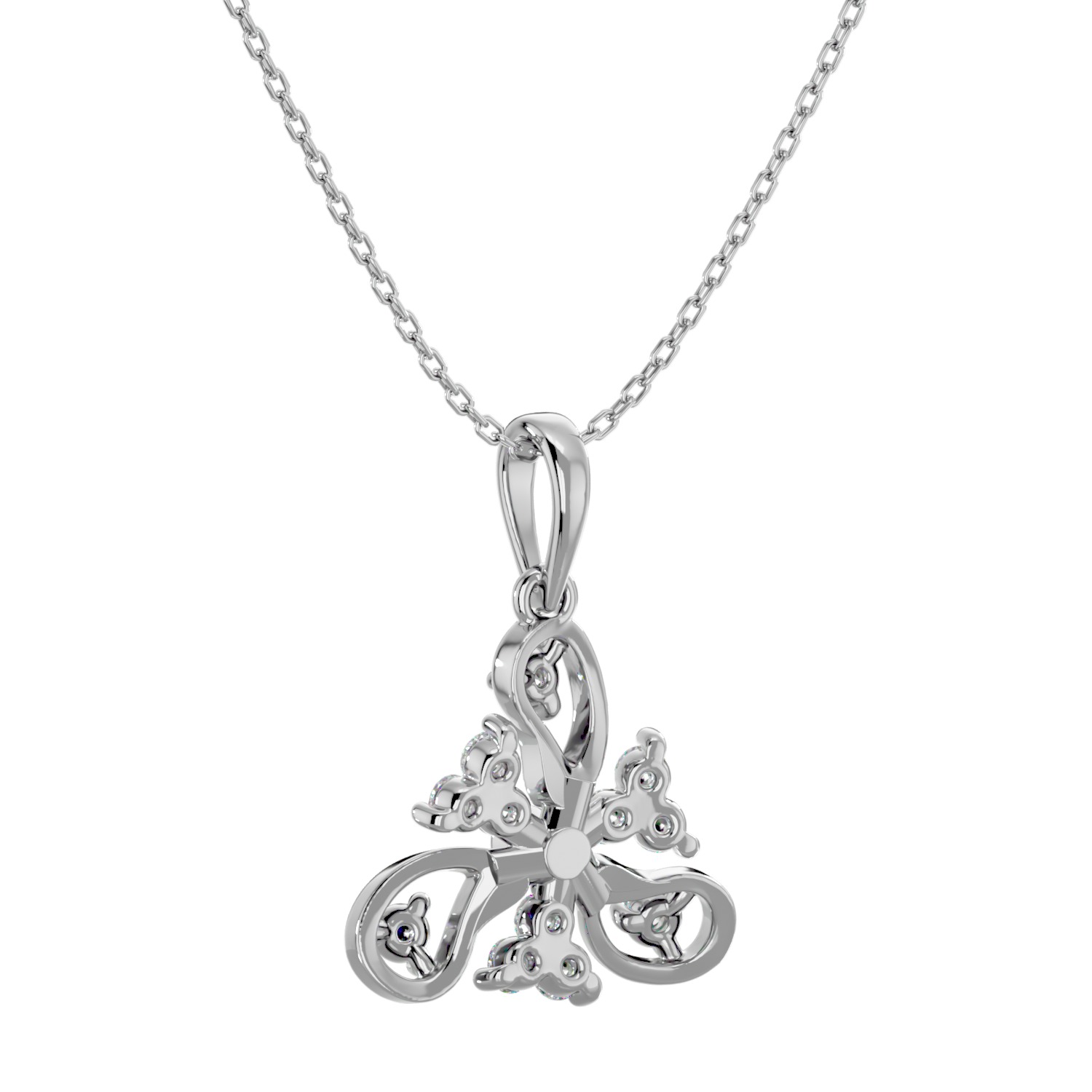 Light Minimalist Diamond Ring Earrings Pendant Set 3D print model_9