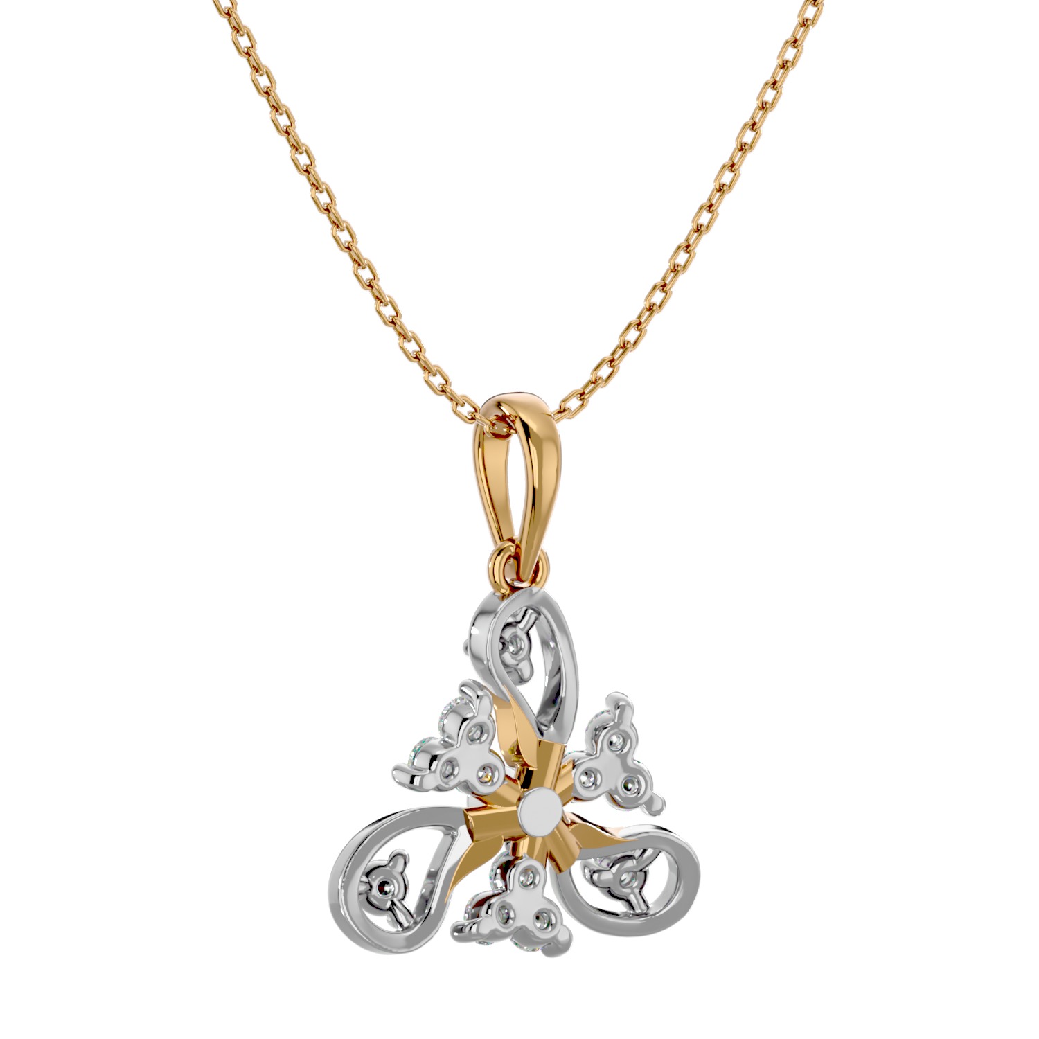 Light Minimalist Diamond Ring Earrings Pendant Set 3D print model_12