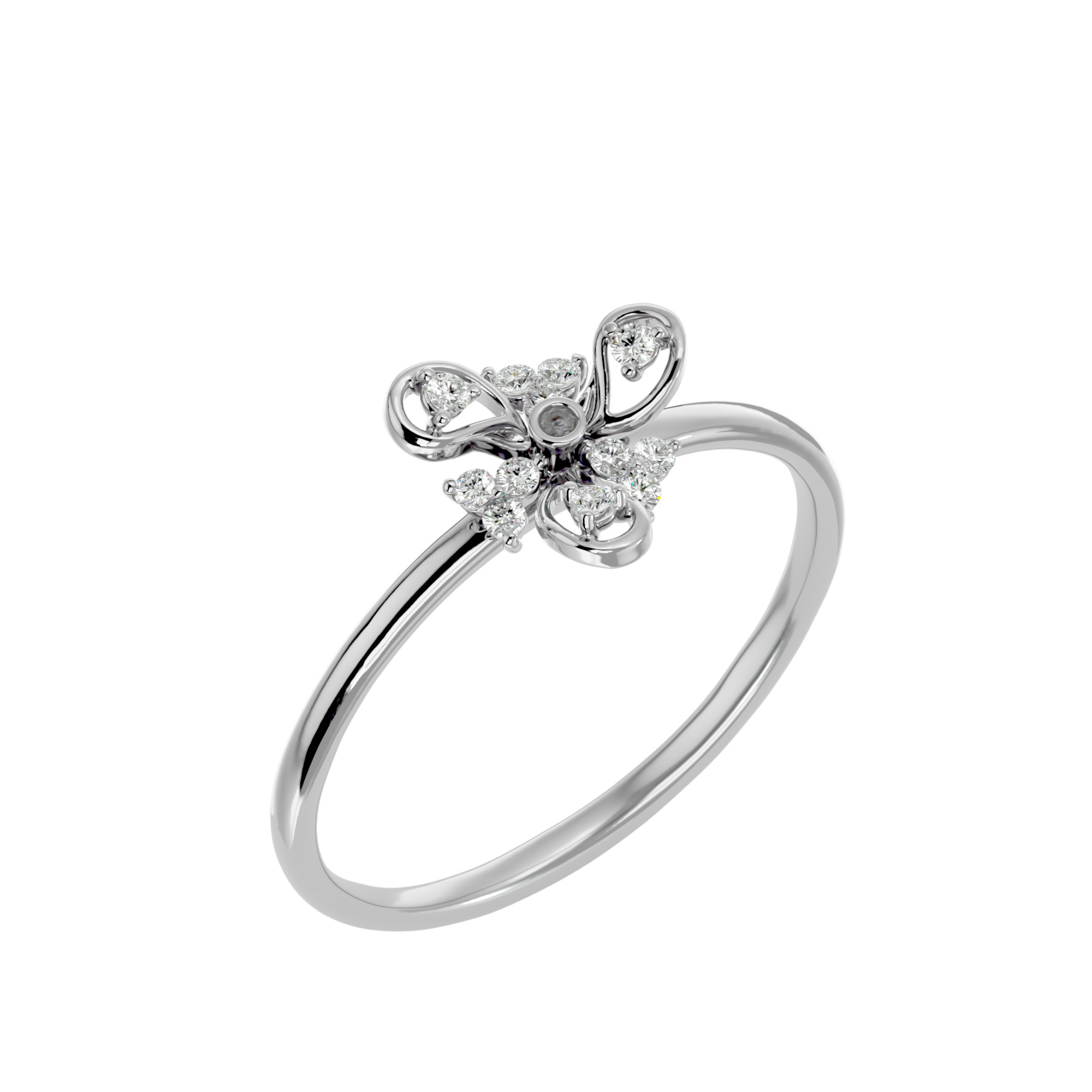 Light Minimalist Diamond Ring Earrings Pendant Set 3D print model_10