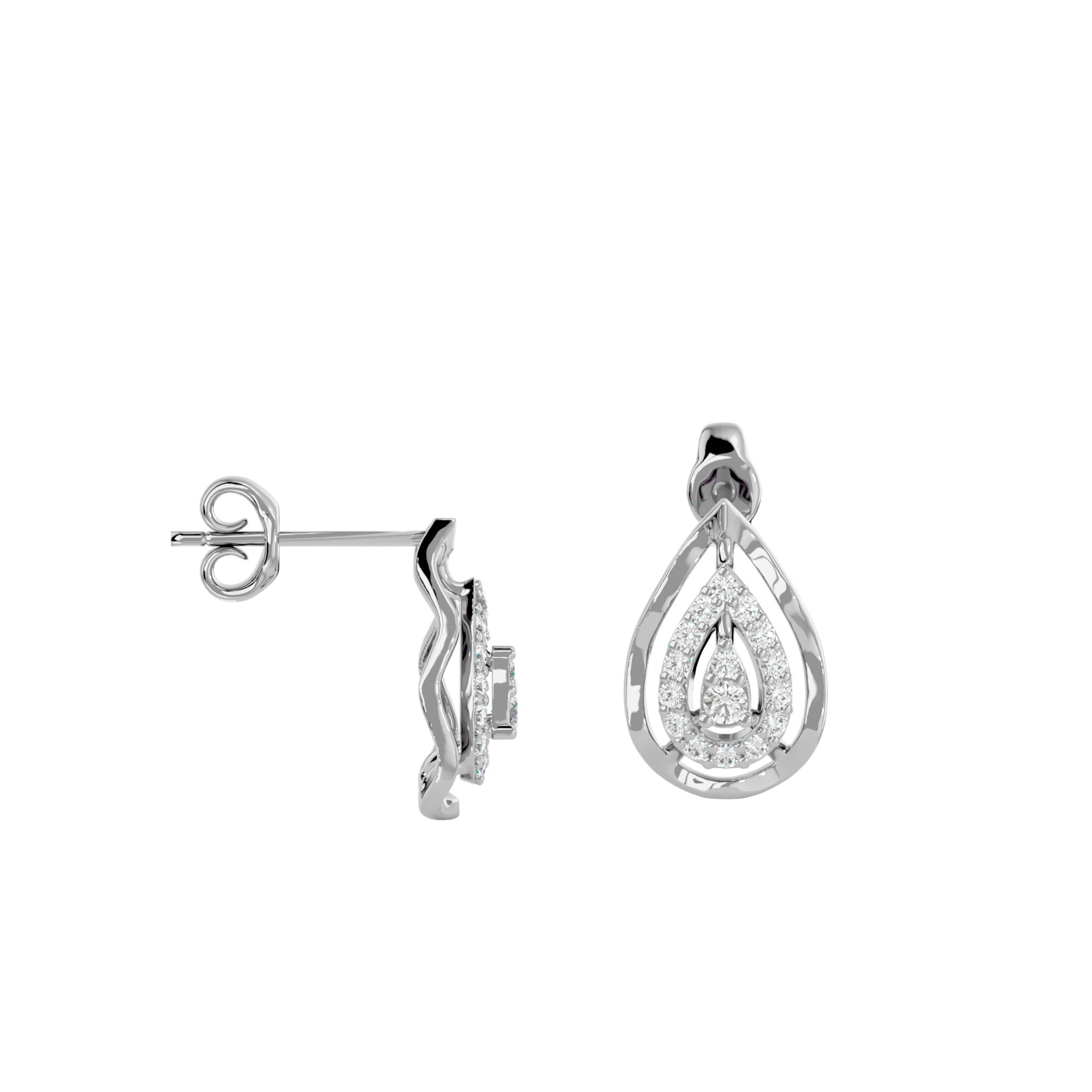 Light Minimalist Diamond Ring Earrings Pendant Set 3D print model_35