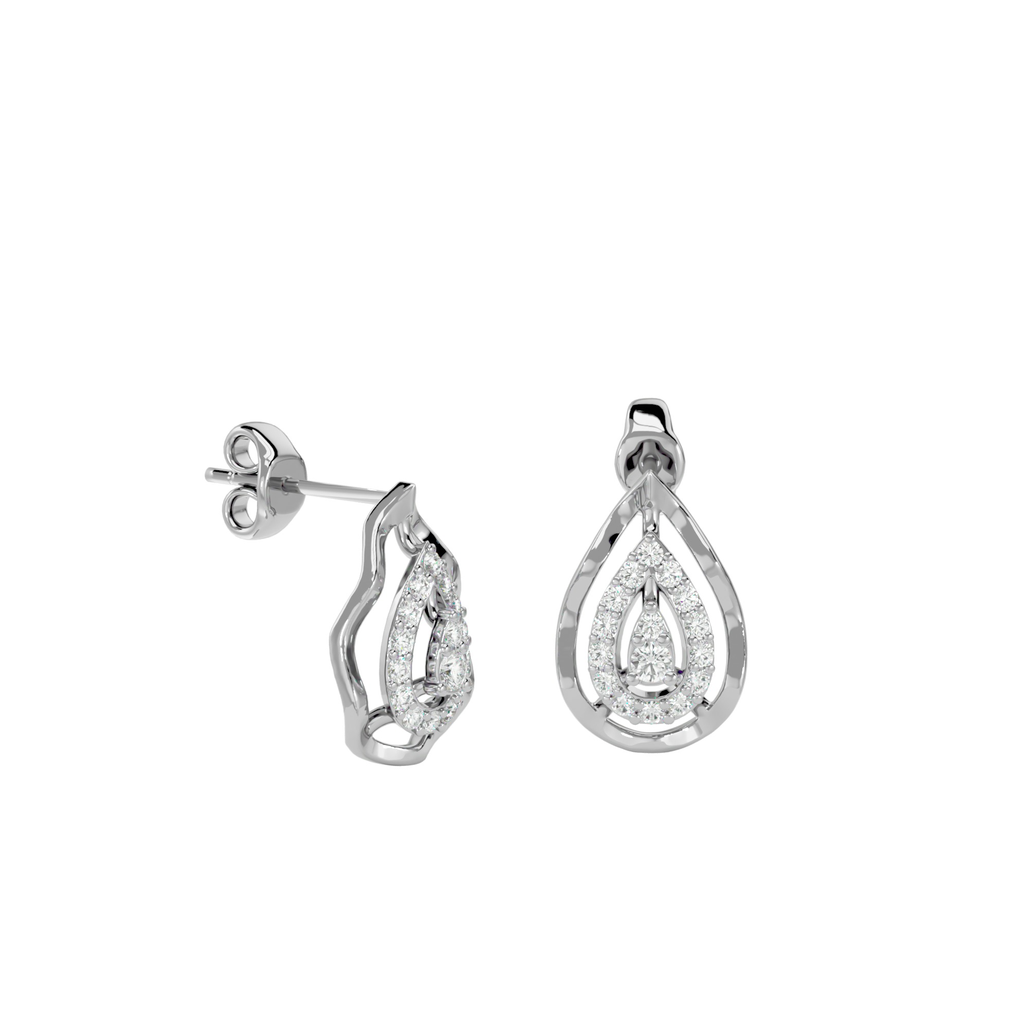 Light Minimalist Diamond Ring Earrings Pendant Set 3D print model_21