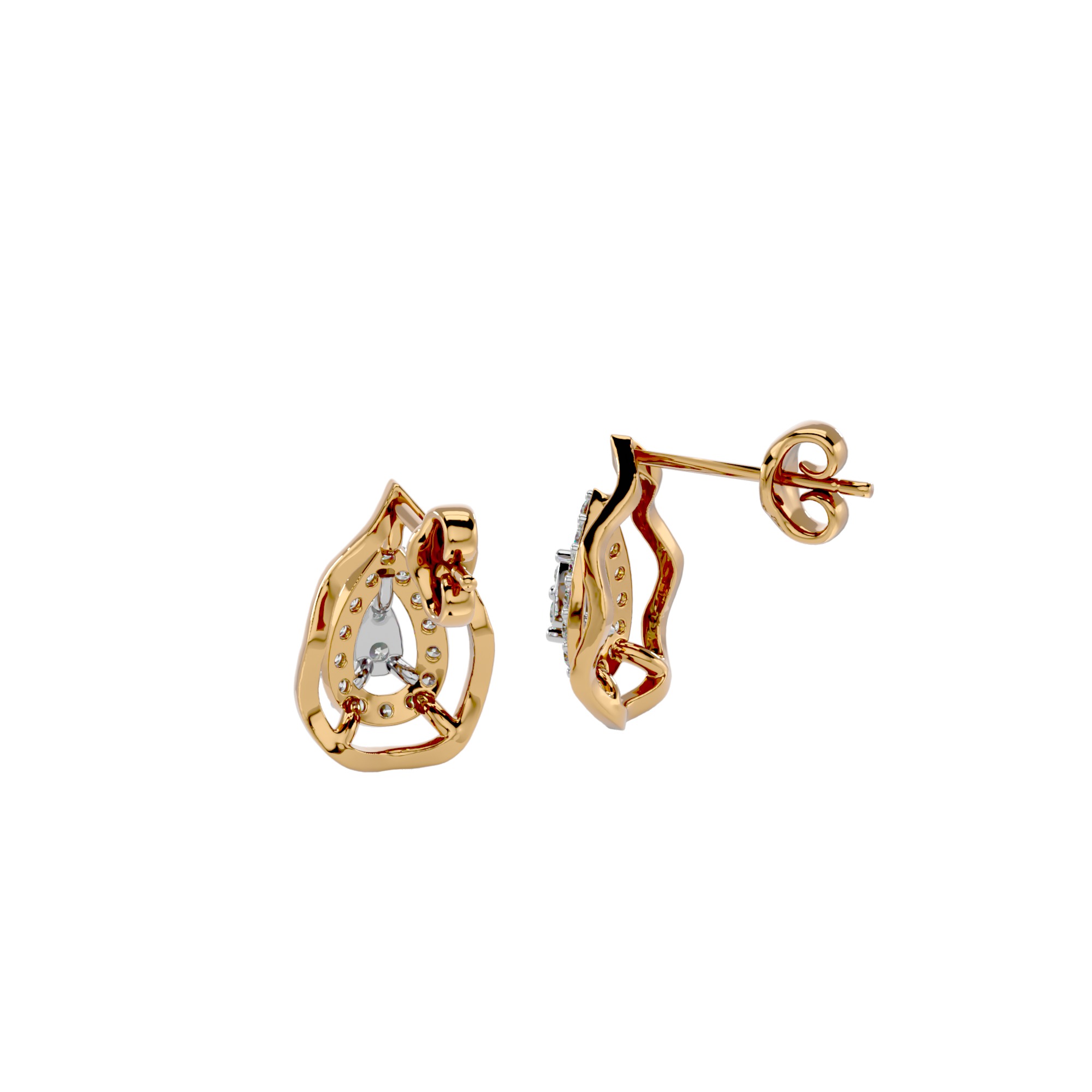 Light Minimalist Diamond Ring Earrings Pendant Set 3D print model_7