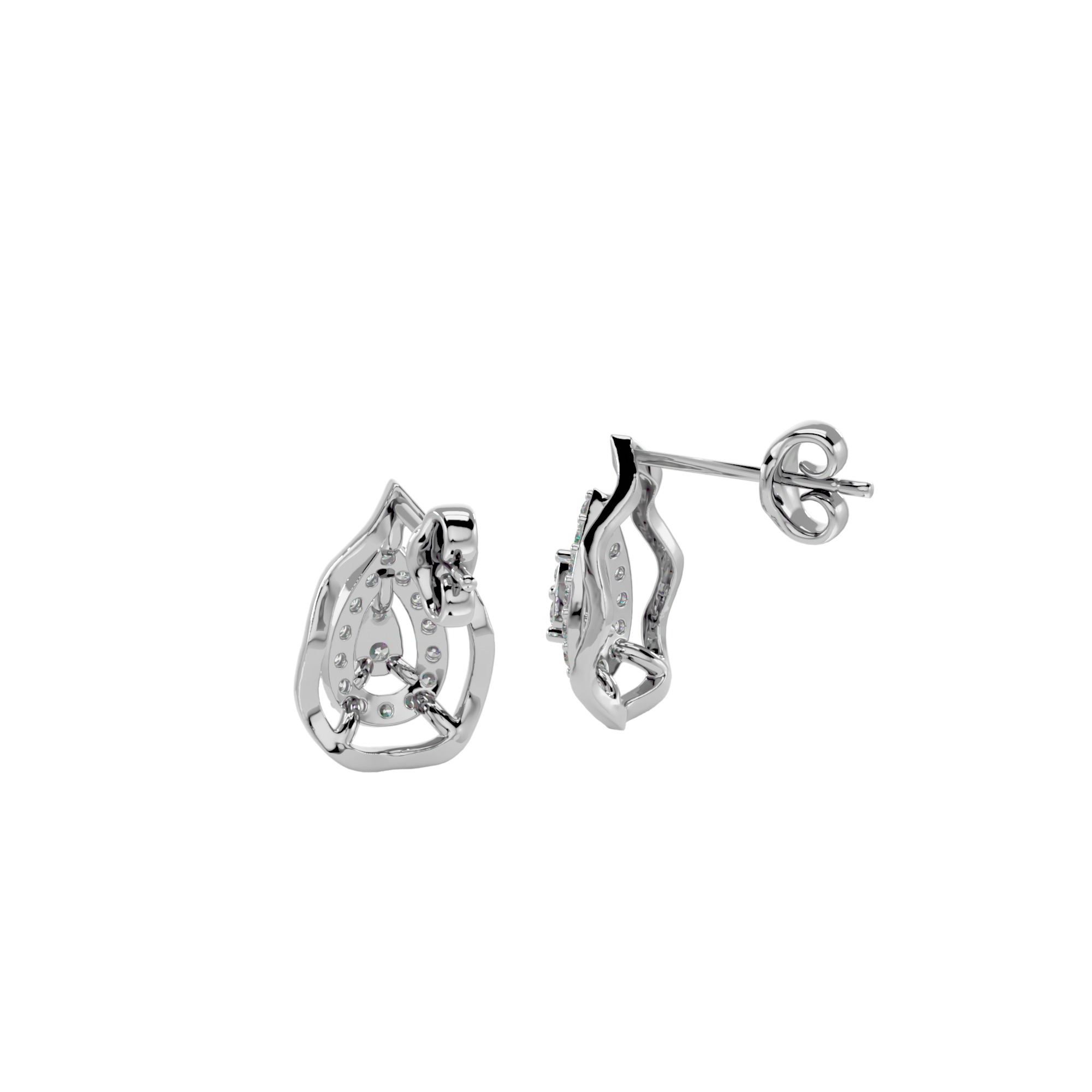 Light Minimalist Diamond Ring Earrings Pendant Set 3D print model_17