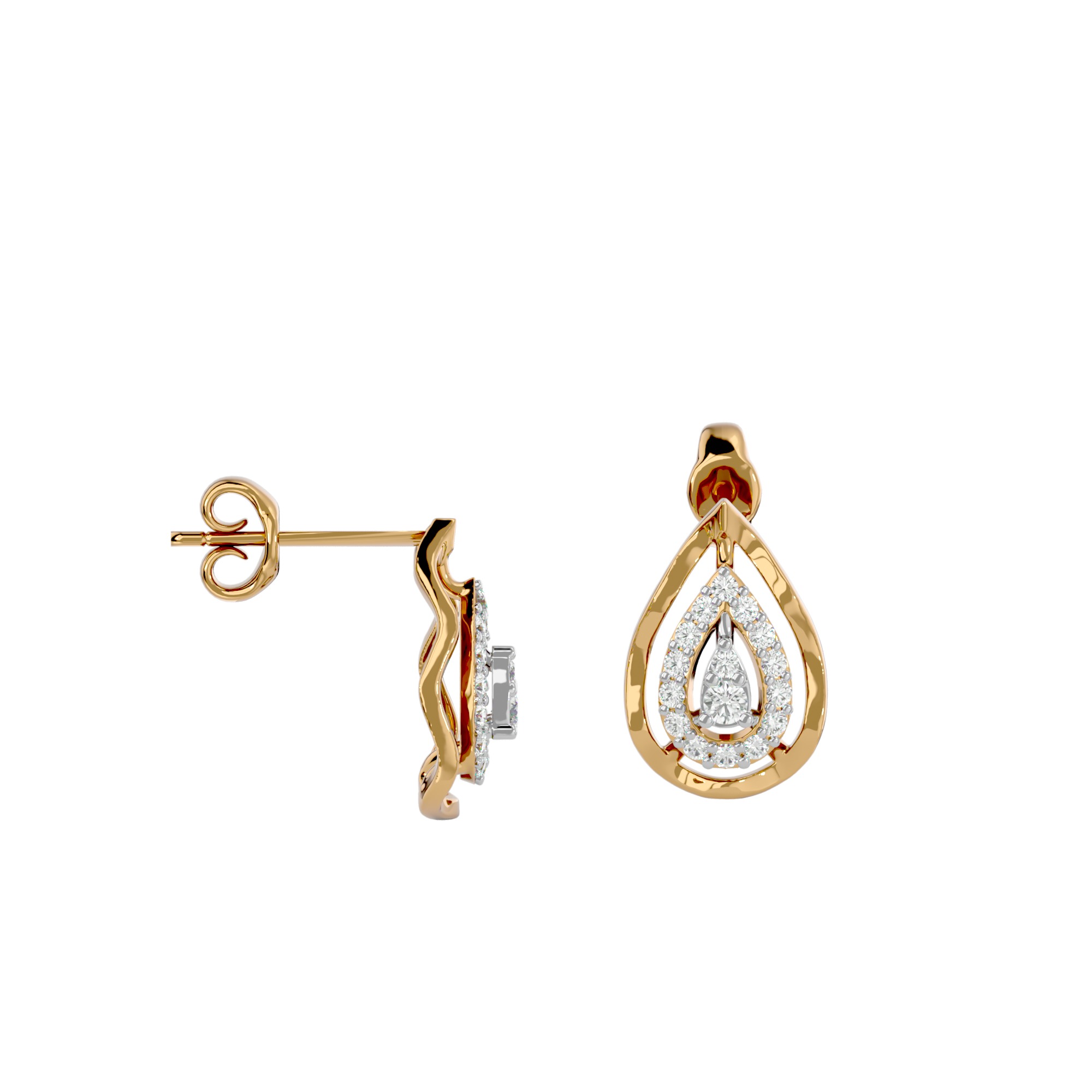 Light Minimalist Diamond Ring Earrings Pendant Set 3D print model_29