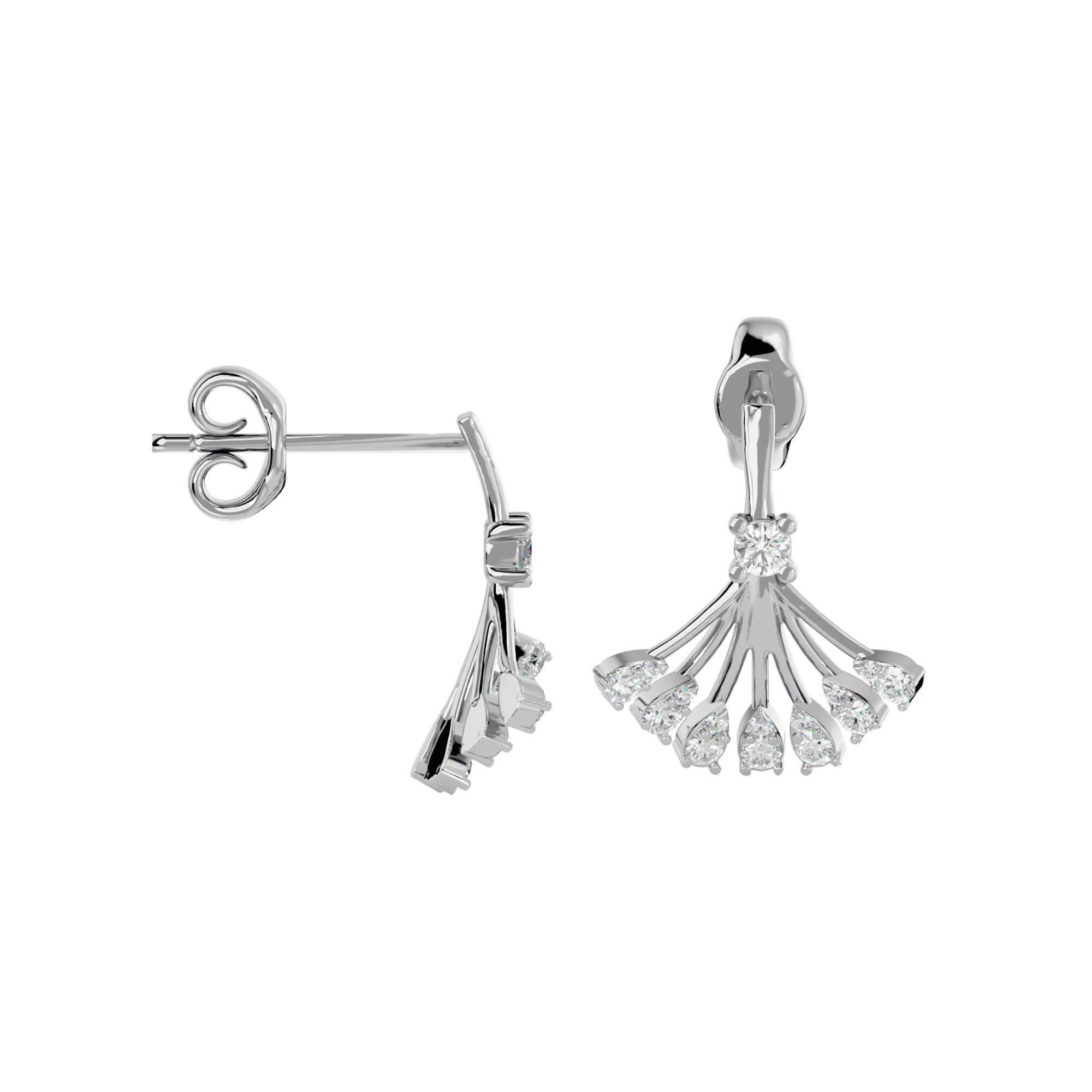 Light Minimalist Diamond Ring Earrings Pendant Set 3D print model_35