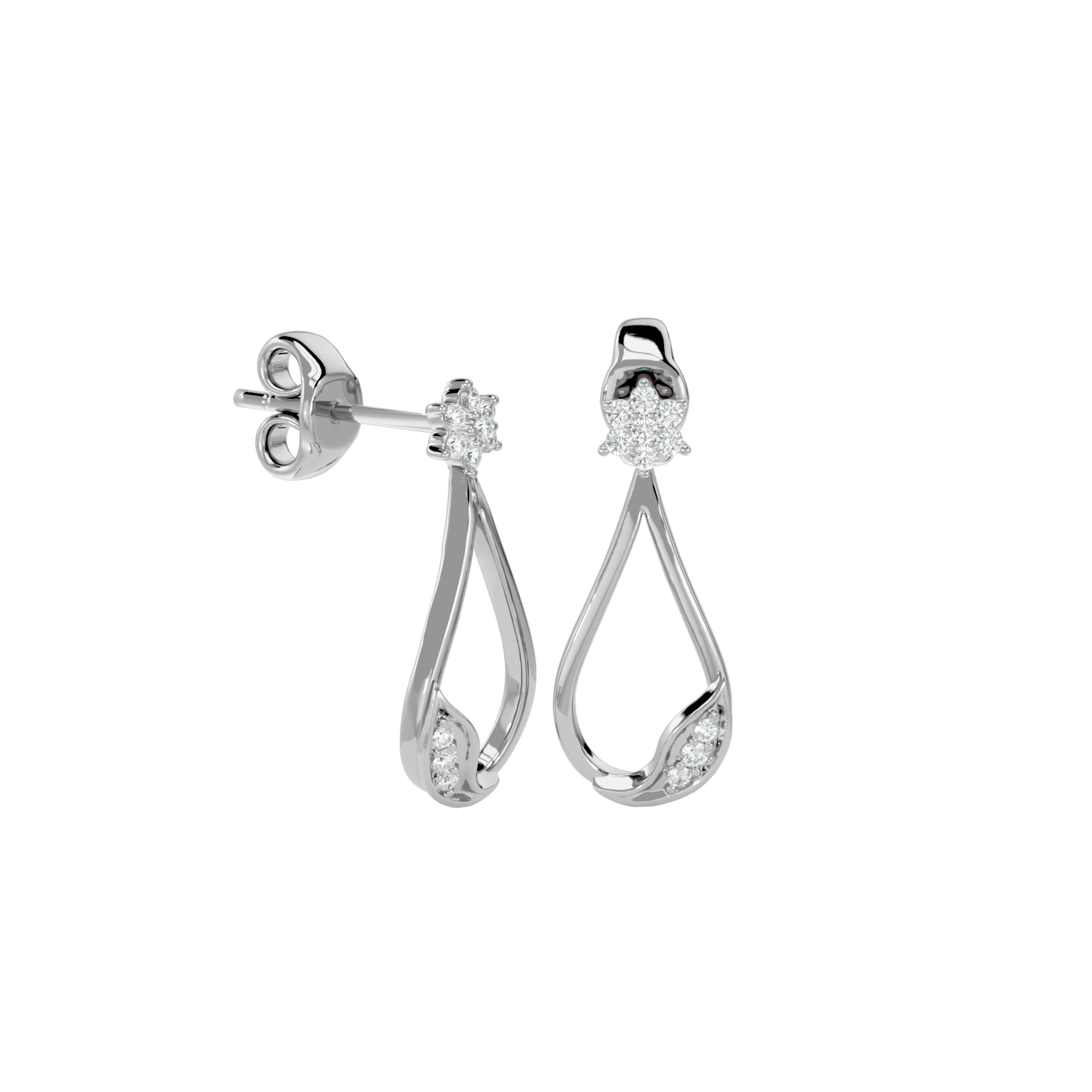 Light Minimalist Diamond Ring Earrings Pendant Set 3D print model_20