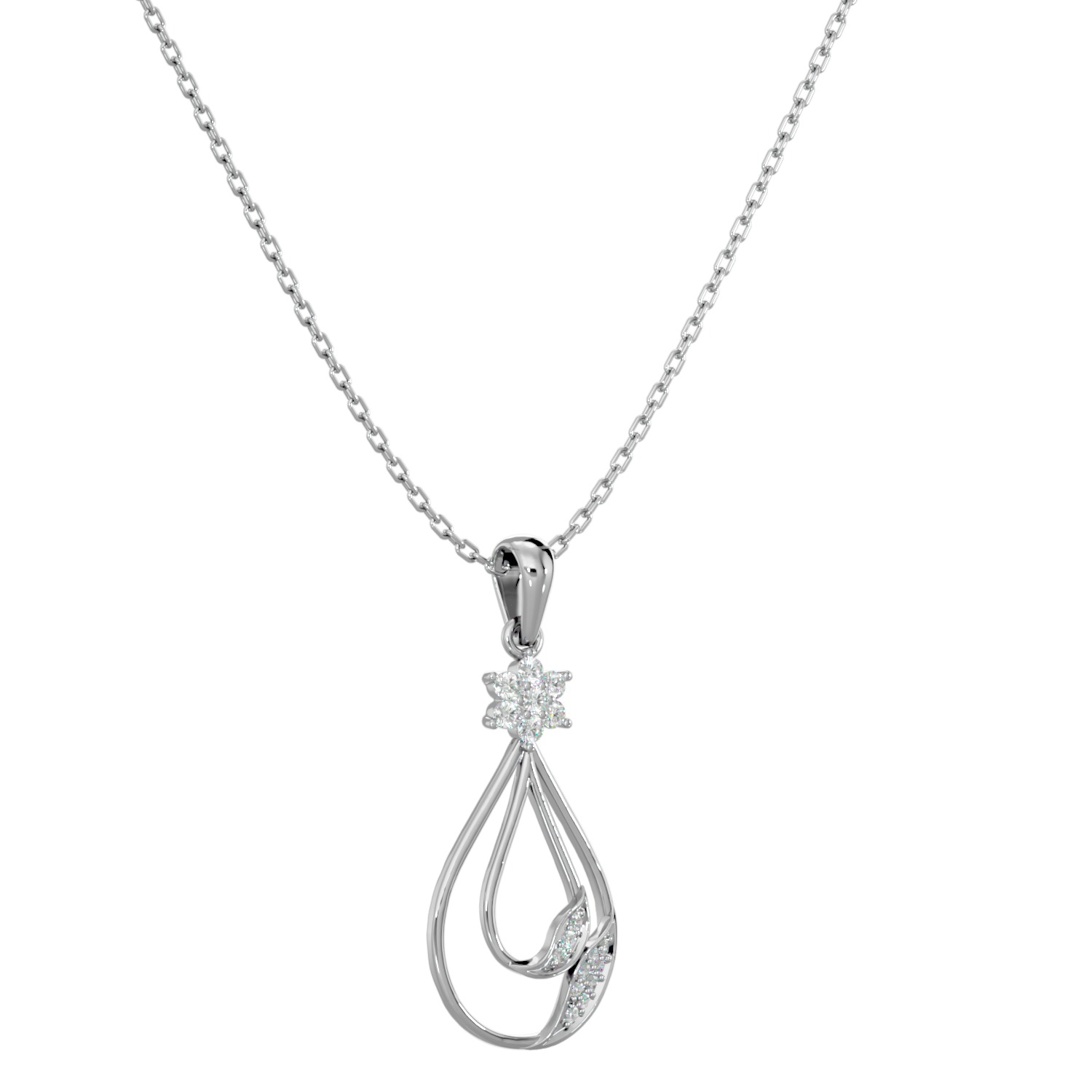 Light Minimalist Diamond Ring Earrings Pendant Set 3D print model_21