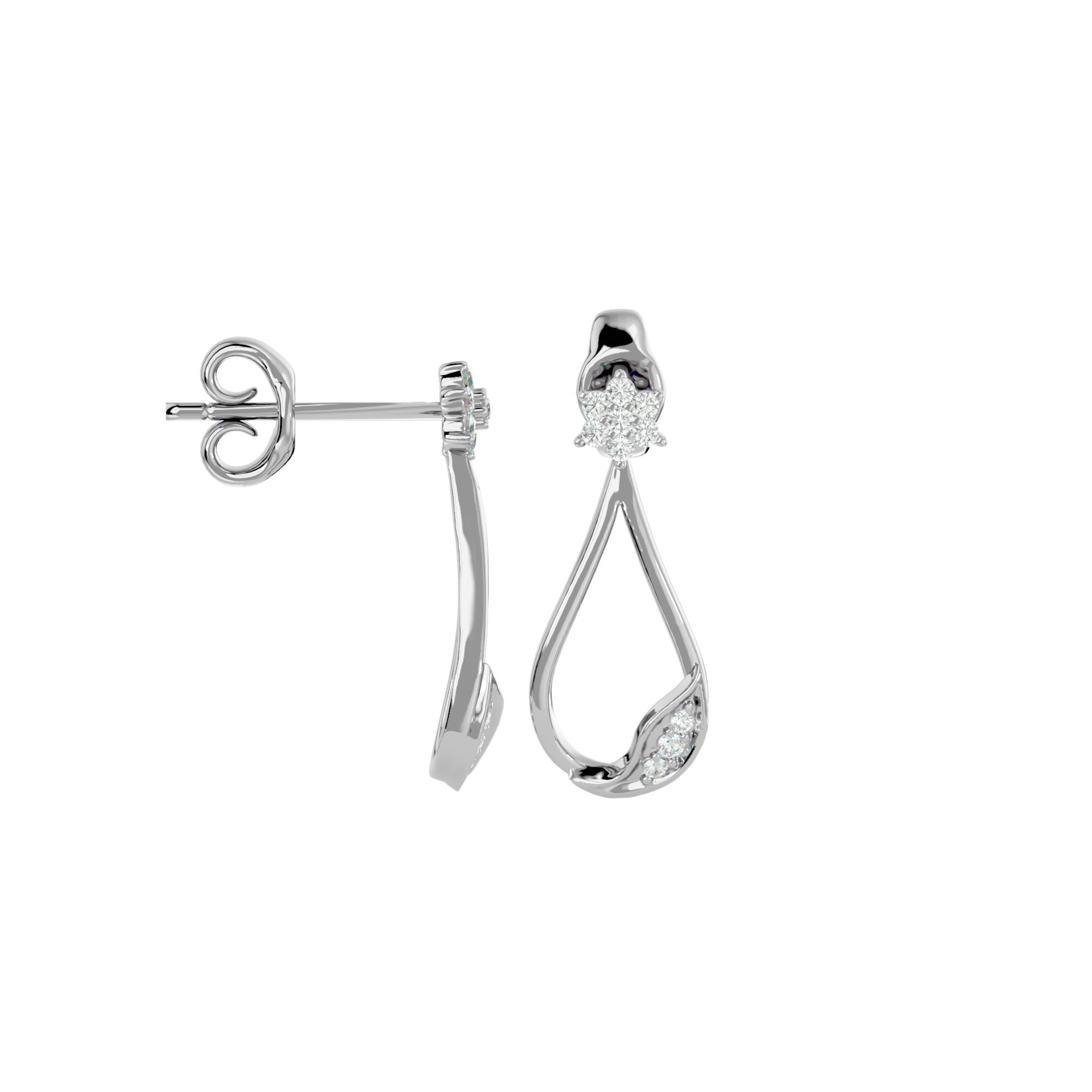 Light Minimalist Diamond Ring Earrings Pendant Set 3D print model_35