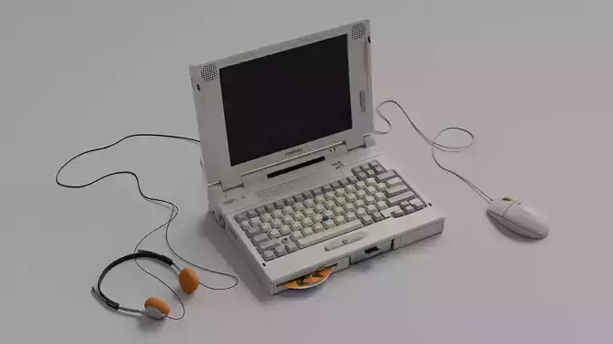 Retro COMPAQ LTE 5000 Laptop Low-poly 3D model